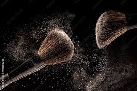 makeup brushes powder particles