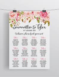 Personalized Wedding Seating Chart Floral Pink Wedding