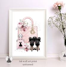 Blush Pink Fashion Wall Art Shoes