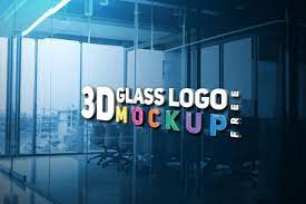 3d glass logo mockup graphicsfamily