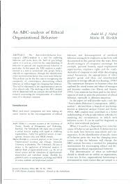 an abc analysis of ethical organizational behavior 