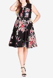 City Chic Womens Misty Black Floral Ruffled Maxi Dress Plus