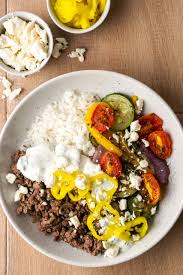 easy ground beef gyro bowls