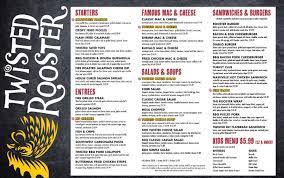 menu at twisted rooster bar grill