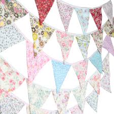 Us 3 94 18 Off New 12 Flags 3 2m Cotton Fabric Banners Floral Print Bunting Decor Wedding Bunting Birthday Photo Garland In Banners Streamers