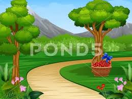 Cartoon Of Beautiful Garden Background