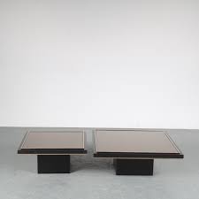 Black Wood And Glass Coffee Table 1980s