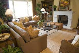 living room examples with brown couches