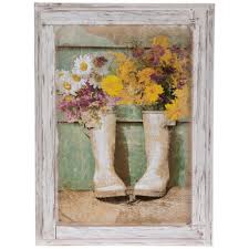 flowers in boots framed wall decor