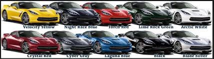 C7 Corvette Stingray Color Chart A Rainbow Of Awesome