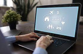 Laptop With Life Insurance Word On Screen Display On Wh Stock Photo  gambar png