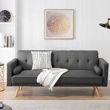 arm linen straight folding sofa