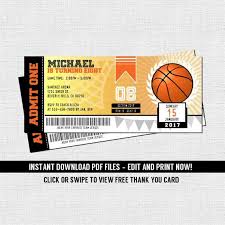 Basketball Ticket Invitations Birthday Party Instant