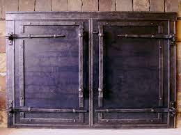 image result for solid fireplace doors