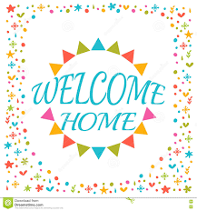 Welcome Home Text With Colorful Design Elements Greeting Card