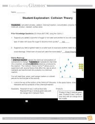 This is the collision theory teacher guide document translated into french. Stockbridge High School Stockbridgechemistry 40 05100chemistry Gizmo
