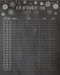 Christmas Gifts List Chart Chalkboard Like Wrapped Bought