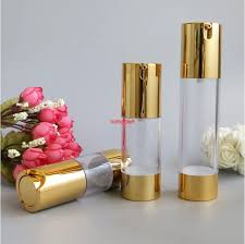new gold cosmetic airless lotion bottle