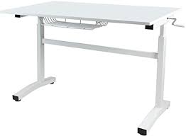 Unfortunately one of the biggest drawbacks to the crank desk is the effort required to make them move from sitting to standing. Amazon Com Atlantic Crank Adjustable Height Desk Sit Or Stand At This Large Workspace Heavy Gauge Steel Frame In White Without Casters Office Products