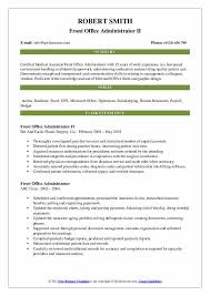 Front Office Administrator Resume Samples Qwikresume