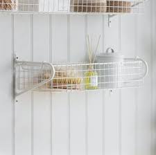 White Wall Mounted Wire Basket Shelf 53cm