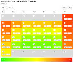 2023 busch gardens ta crowd calendar