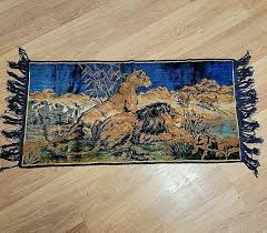 antique velvet lion rug tapestry wall