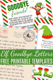 free printable elf goodbye letters