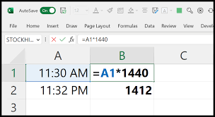 into minutes in excel formula