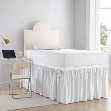 Elasticized knit skirt stretches to secure the protector smoothly on mattresses up to 18 inches deep. Dorm Sized Bed Skirt Panel With Ties 3 Panel Set White