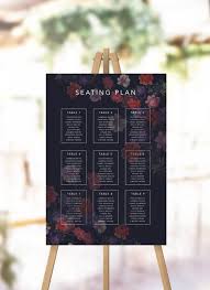 Moody Dark Floral Seating Chart Wedding Seating Plan