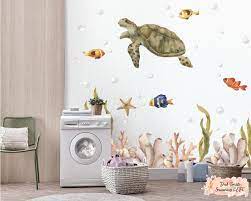 Turtle Underwater Family Wall Decals