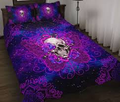 purple skull mystery bedding set