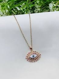 rose gold diamond evil eye pendant