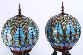 pair tiffany style lamps with elephant