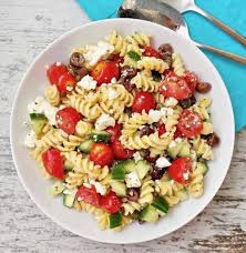 clic greek pasta salad olive tomato
