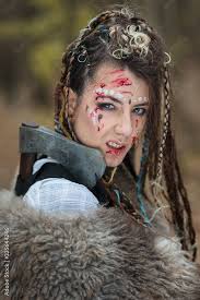 viking warrior woman with braided hair