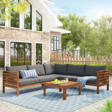 Wood Outdoor Sofa Sectional Set With