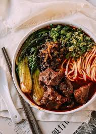 taiwanese beef noodle soup in an