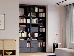 Tall Slim Midnight Blue Bookcase With