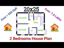 20x25 Low Budget House Plan 500 Sqft