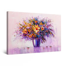 yellow flowers in purple vase painting