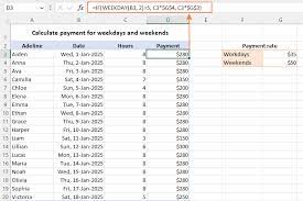 weekday formula in excel to get day of