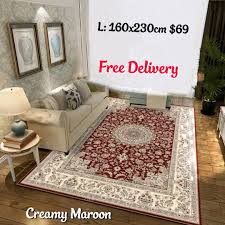 carpet cream maroon free delivery