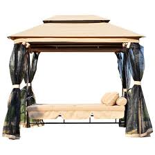 3 Person Patio Daybed Canopy Gazebo Swing