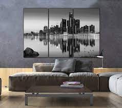 Detroit Skyline Canvas In B W Detroit