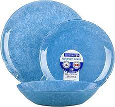 Blue Grey Tempered Glass Dinnerware