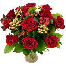 Bouquet natalizio di 12 rose rosse - Fioristaonline