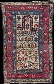 antique dagestan prayer carpet