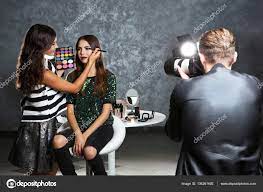 professional makeup artist working